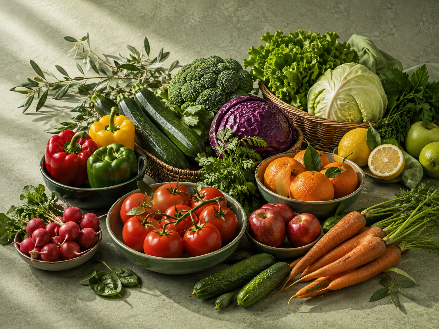 Composition fraîche de fruits et légumes
