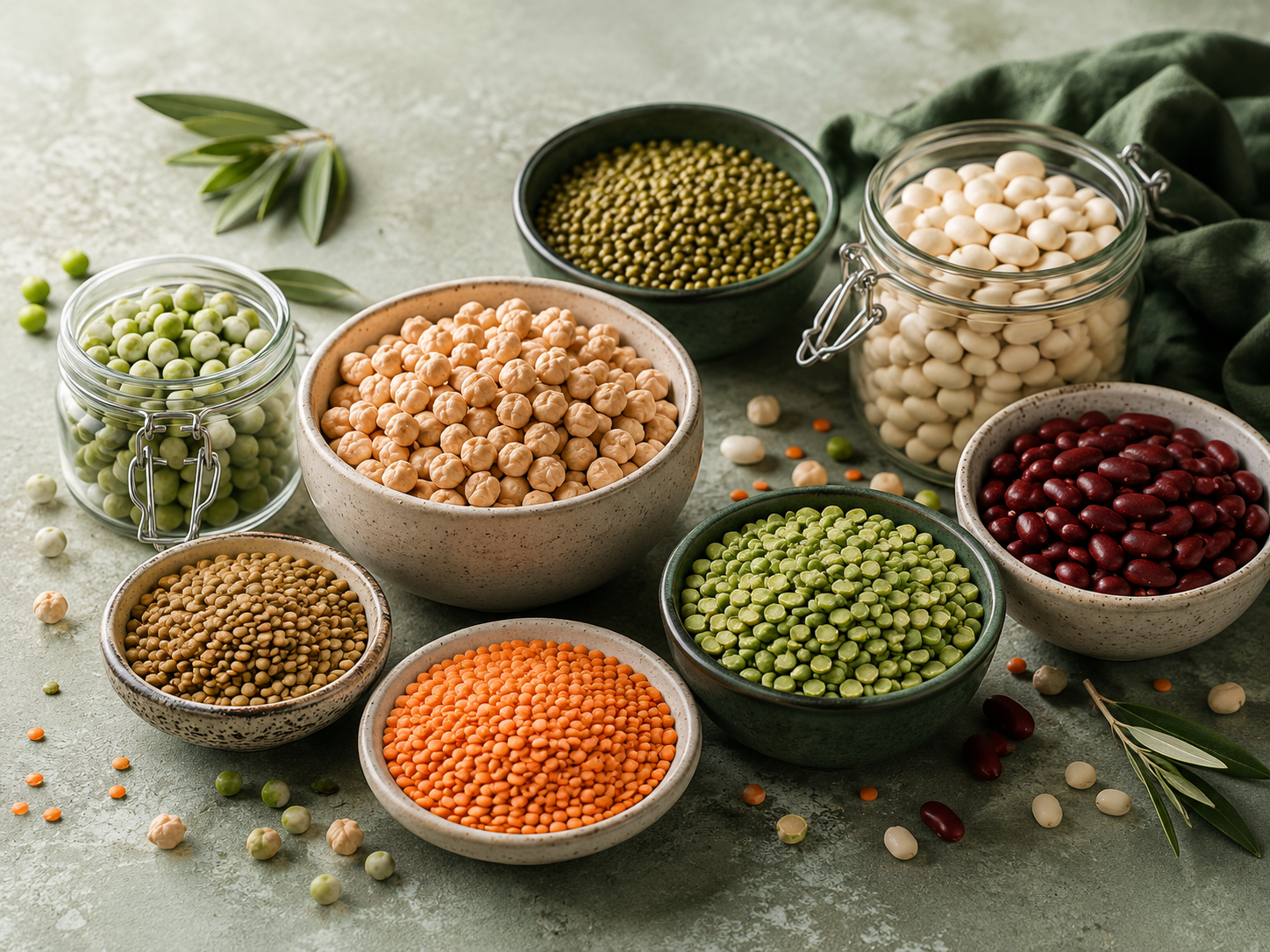 Lentilles, pois chiches et haricots